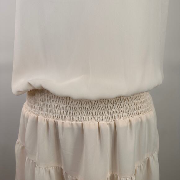 Krisa White Smocked Cami Mini Tie Strap Dress New with tags Size Medium - Picture 6 of 8